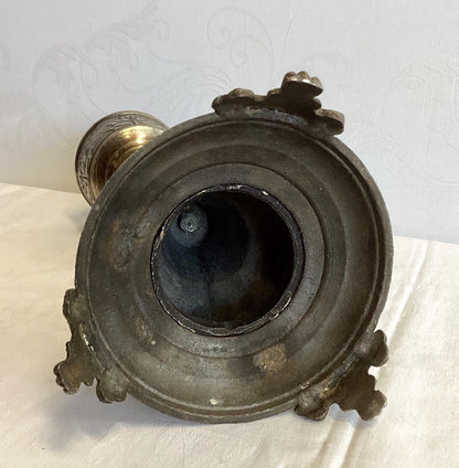 Antiker Kerzenständer Barock Rokoko versilbert Messing Blattdekor Ornament