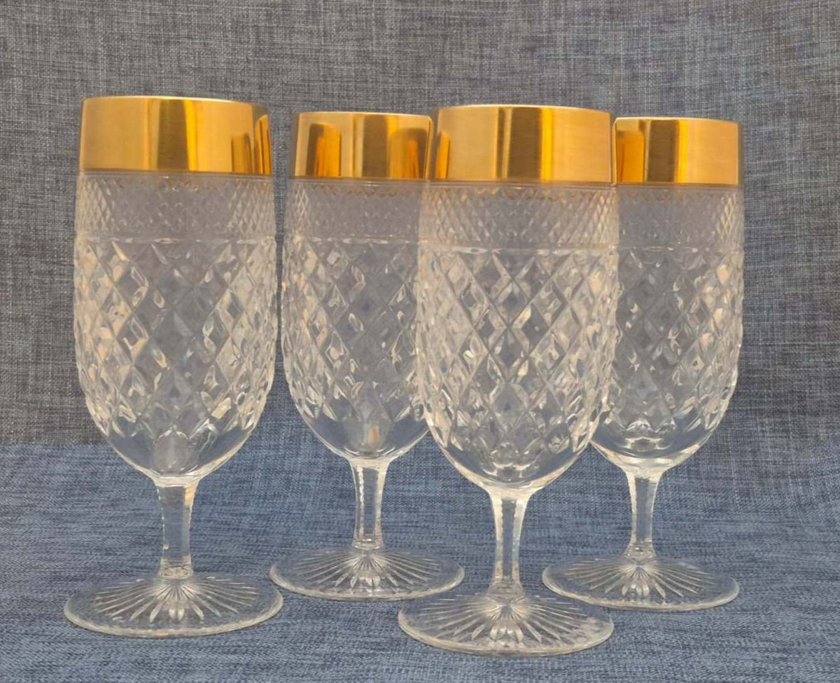 Josephinenhütte - Design: Ernestine - 4 Kristallgläser - 24 Karat Golddekor -