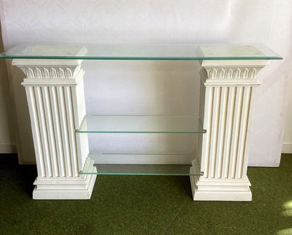 Konsolentisch Säulen Glasplatten antik Stil weiß Sideboard Regal Konsole