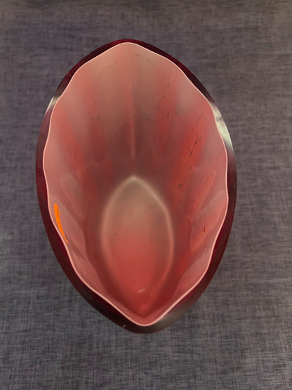 Glasvase, Bodenvase, Tischvase, Glas, rot, Handarbeit, 23,5 cm hoch, oval