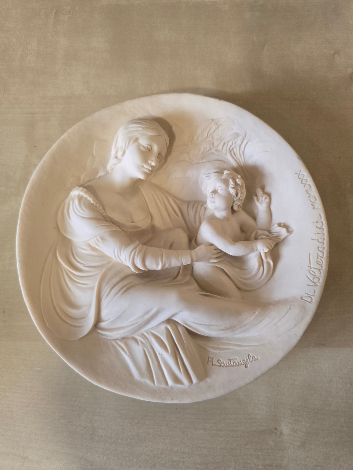 A. Santangela Madonna Beata Reliefplatte 1980 Madonne Viventi Toskana Italien