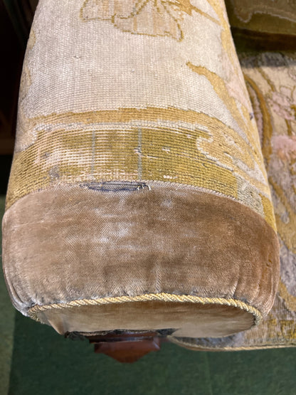 Antikes Gründerzeit Sofa, braun, Samtbezug, Blumenmotiv, 19. Jahrh.