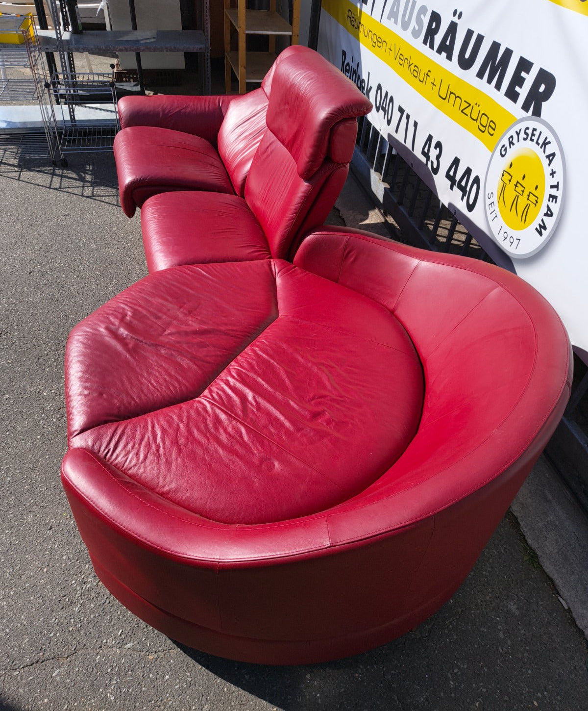 Ekornes Stressless Sofa Set Leder rot 2-Sitzer m Rundsessel Wohnlandschaft