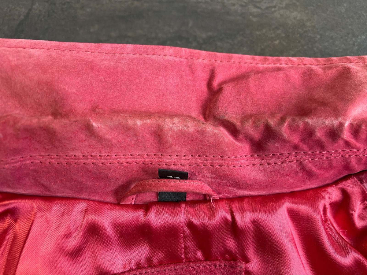 Vivien Caron Damen Velourleder Blazer Jacke rot Gr. 42 gefüttert