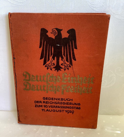 Gedenkbuch Reichsregierung 10. Verfassungstag 11. Aug. 1929 Weimar Republik selt