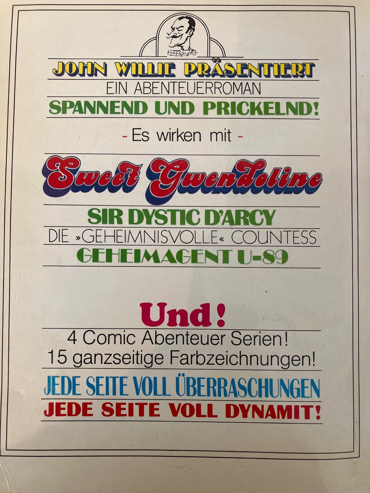 Die Abenteuer der Sweet Gwendoline – John Willie Comic Buch Deutsch Vintage