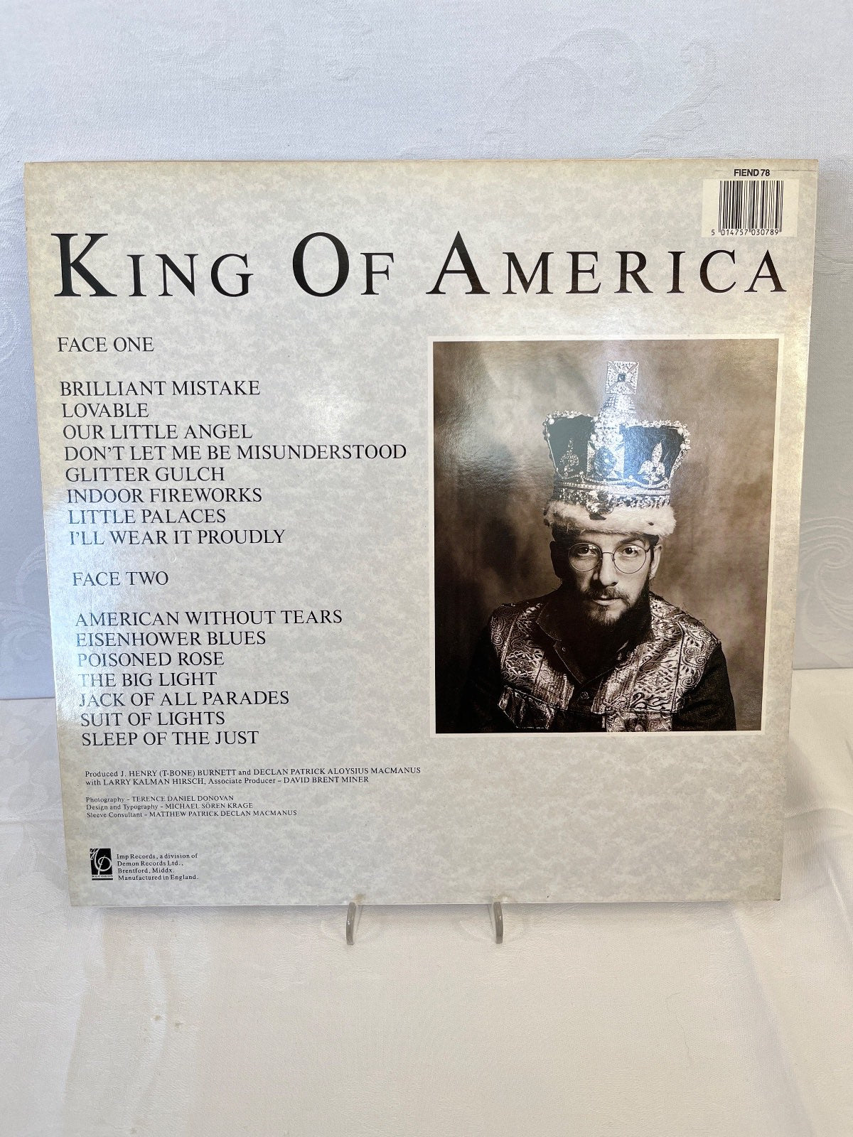 Elvis Costello – King of America LP Vinyl 1986 Imp Records FIEND 78