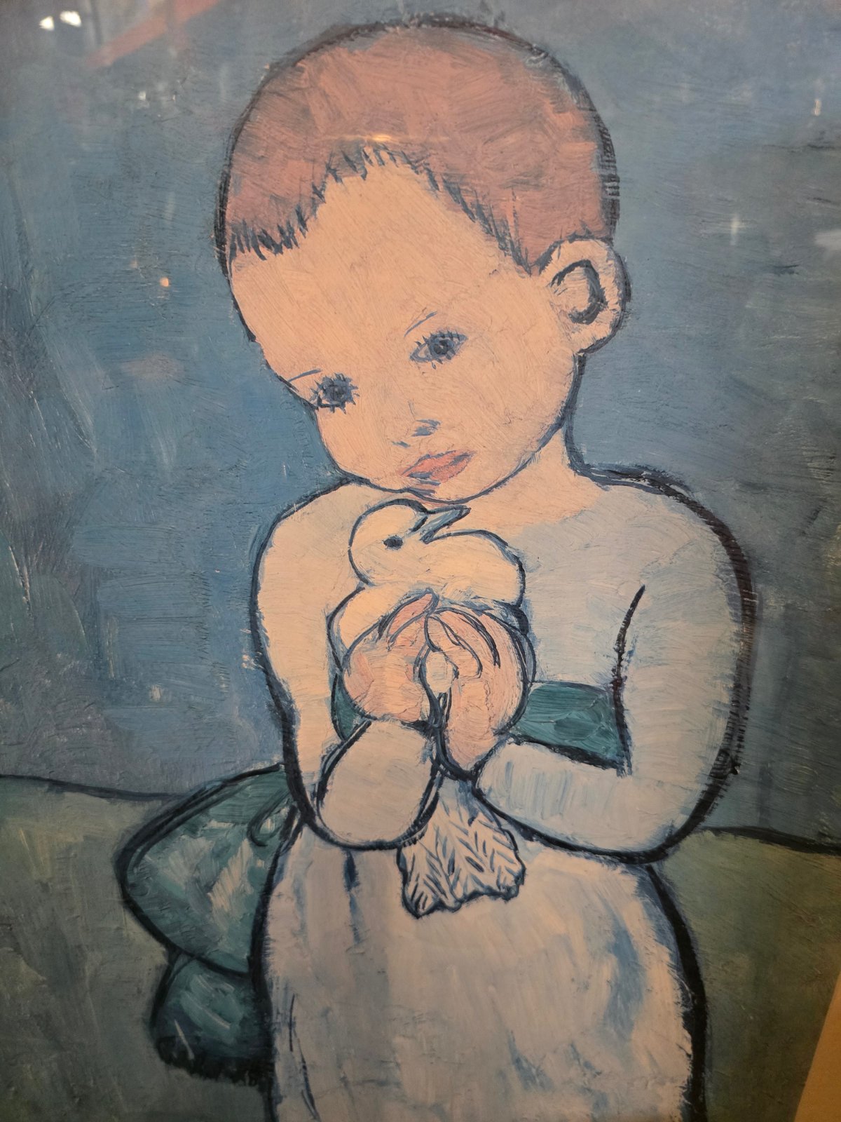 Picasso Kind mit Taube Kunstdruck gerahmt Goldrahmen Passepartout vintage