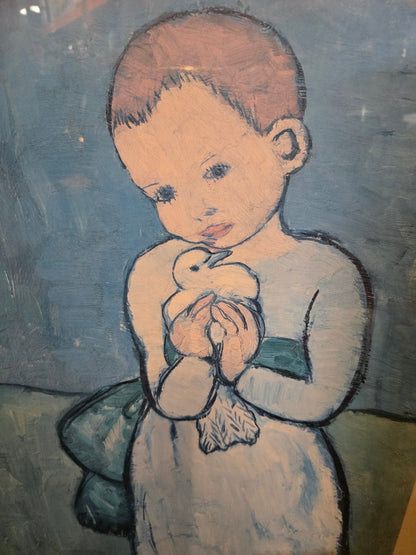 Picasso Kind mit Taube Kunstdruck gerahmt Goldrahmen Passepartout vintage