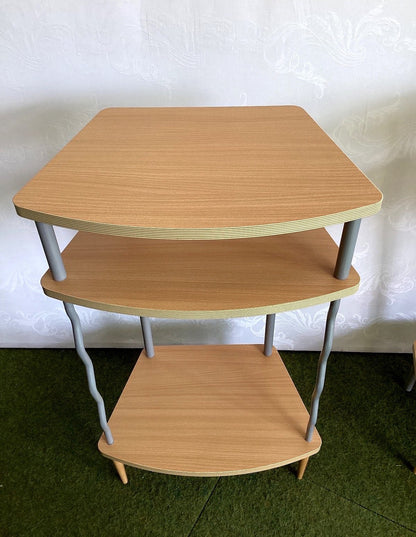 3-stufiges Eckregal Beistelltisch Holzoptik grau Buche Retro Design Standregal