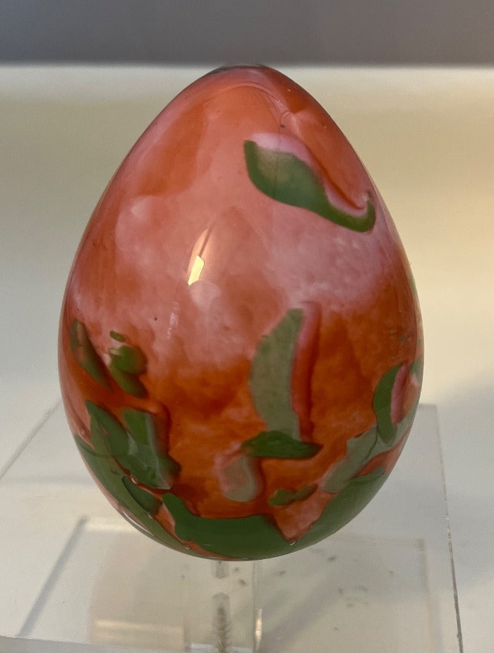 Glas, Deko-Ei, rot grün marmoriert, Murano-Stil