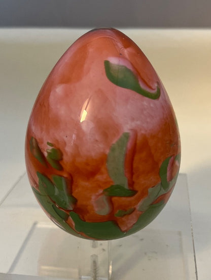 Glas, Deko-Ei, rot grün marmoriert, Murano-Stil