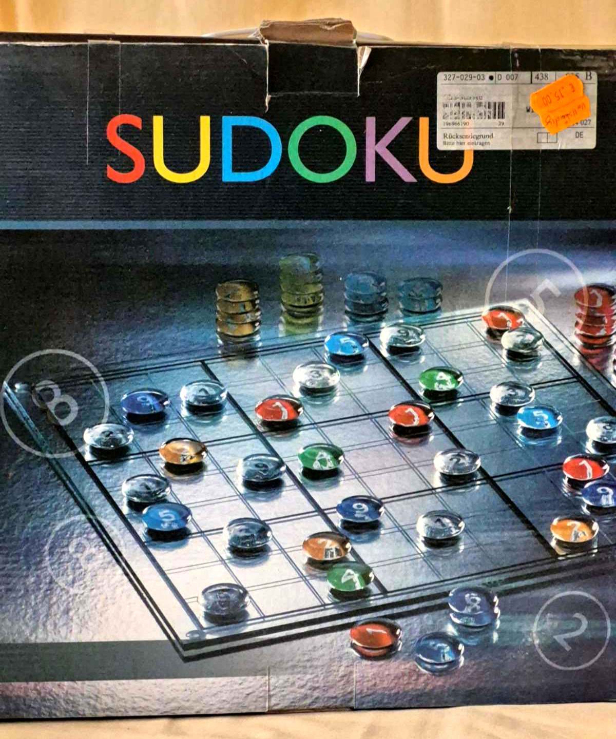 Sudoku Gesellschaftsspiel Glasboard bunte Zahlen-Chips Brettspiel komplett OVP