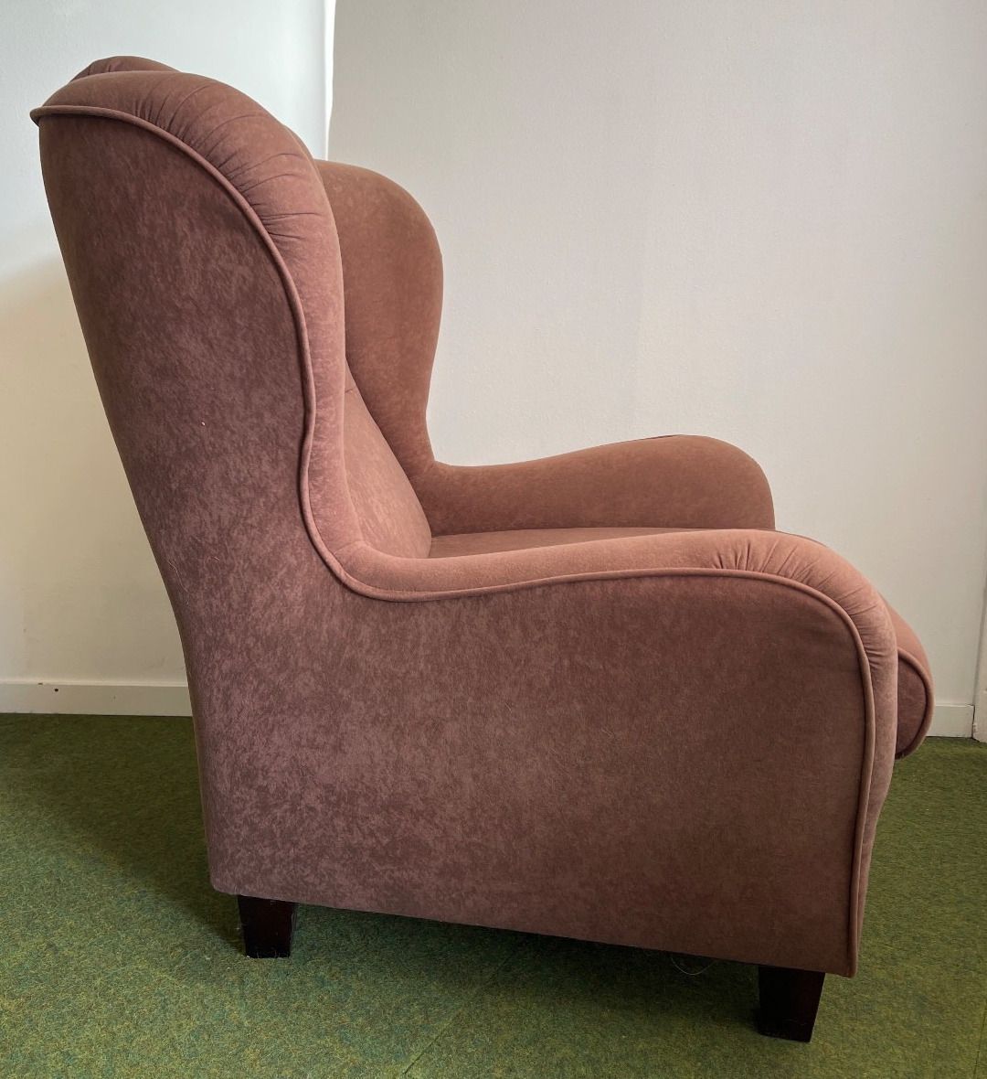 Ohrensessel mit Hocker, TV-Sessel, Relaxsessel, moccafarben, Microfaser/ Velours