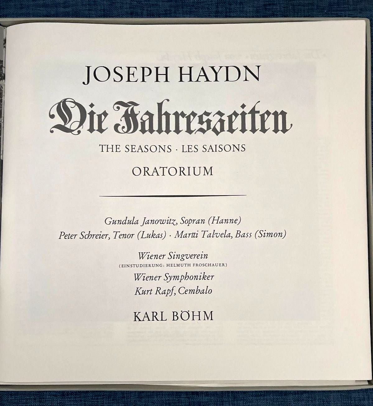 Joseph Haydn, Die Jahreszeiten, Dirigent Karl Böhm, 3 LP Box, Wiener Symph.