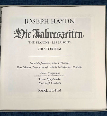 Joseph Haydn, Die Jahreszeiten, Dirigent Karl Böhm, 3 LP Box, Wiener Symph.