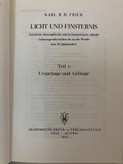 Karl R. H. Frick Licht und Finsternis Band 1+2 Freimaurerei Gnosis Okkultismus