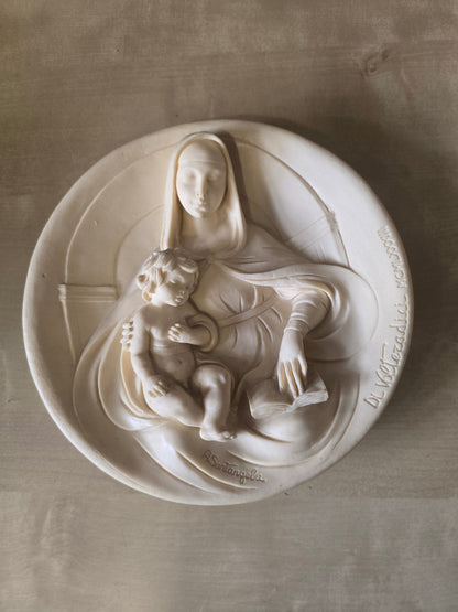 Studio Dante Volteradici Madonna Saggia Relief Platte A.Santangela 1983