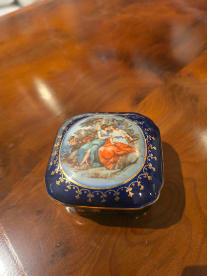 Vintage Porzellan-Deckeldose kobaltblau Gold.Mayfayre Serie