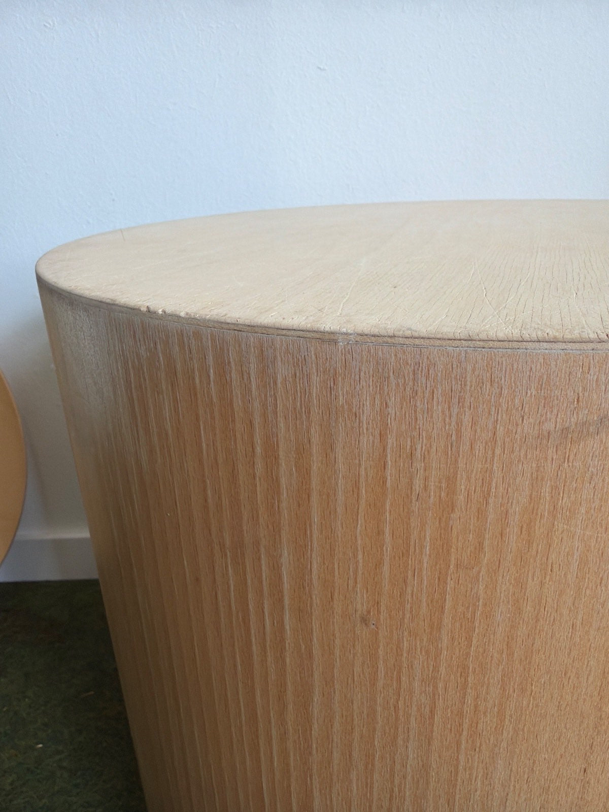 Runder Papierkorb DMK Holz Furnier zylindrisch mit Deckel natur hell Design