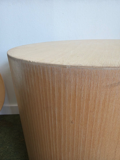Runder Papierkorb DMK Holz Furnier zylindrisch mit Deckel natur hell Design
