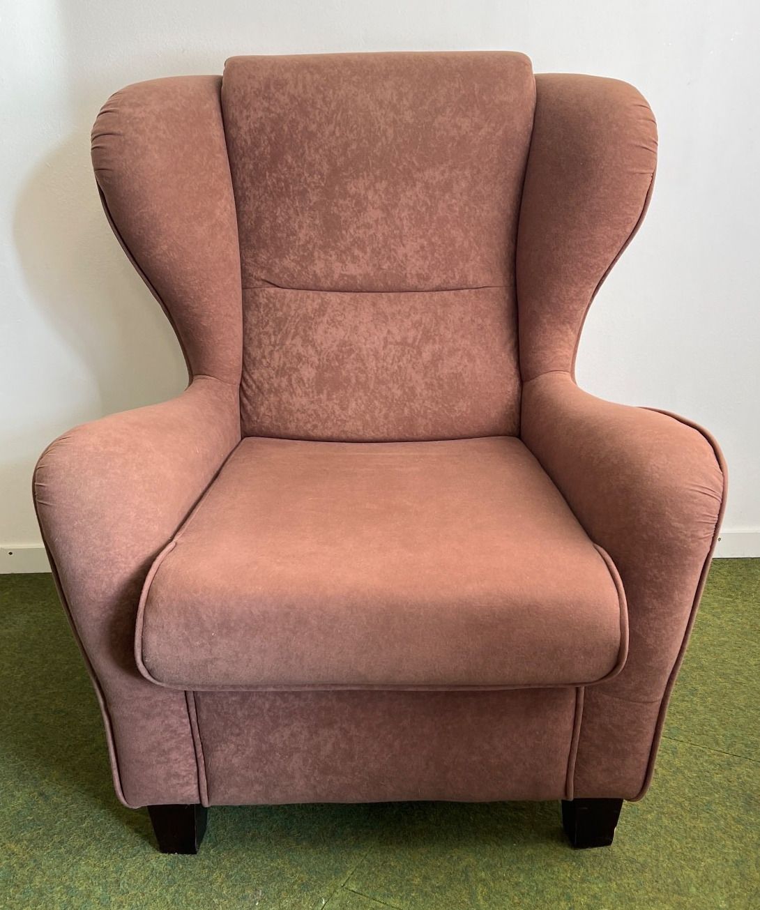 Ohrensessel mit Hocker, TV-Sessel, Relaxsessel, moccafarben, Microfaser/ Velours