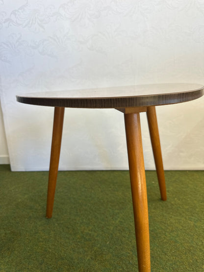 Beistelltisch Dreibein Holz+Furnier Nierenform Mid Century 50er/60er Jahre