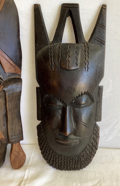 2x Afrikanische Holzmaske handgeschnitzt Tribal Wandmaske Afrika Deko Vintage