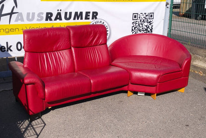 Ekornes Stressless Sofa Set Leder rot 2-Sitzer m Rundsessel Wohnlandschaft