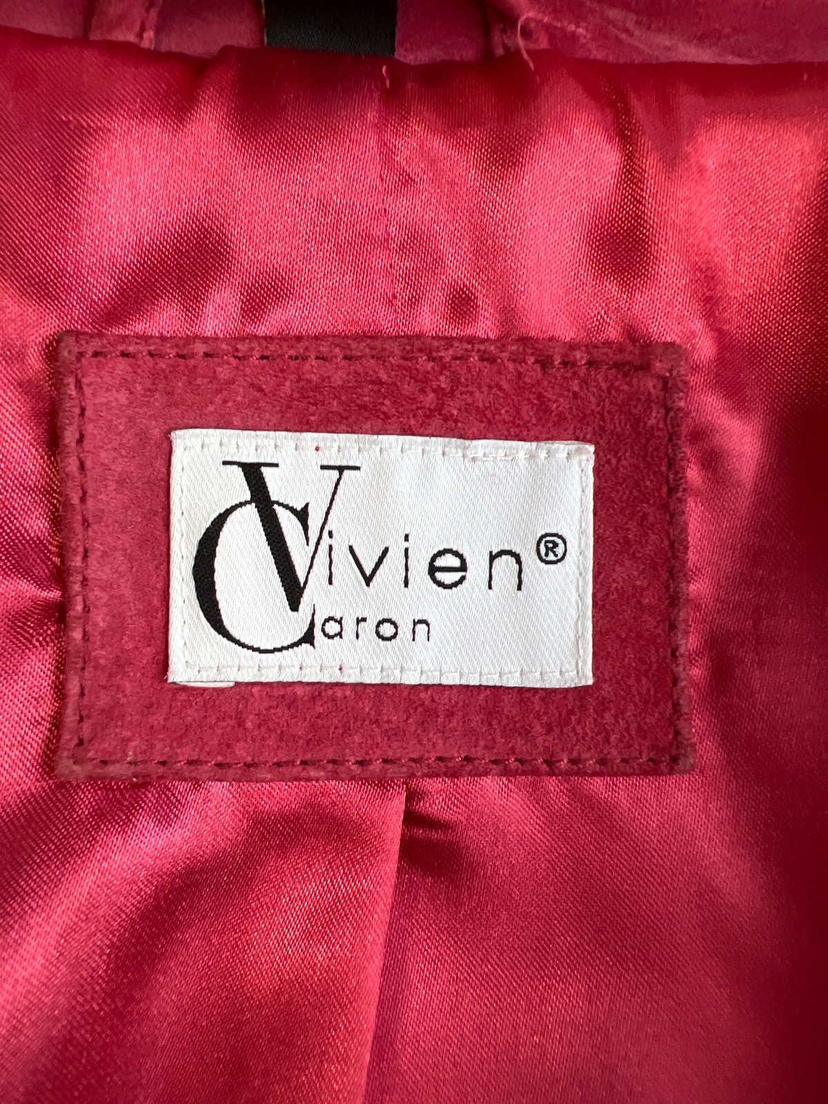 Vivien Caron Damen Velourleder Blazer Jacke rot Gr. 42 gefüttert