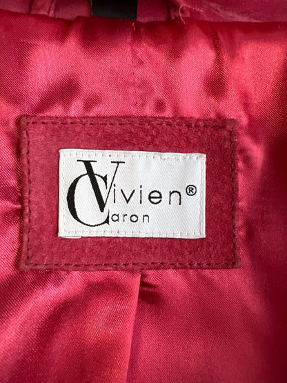 Vivien Caron Damen Velourleder Blazer Jacke rot Gr. 42 gefüttert