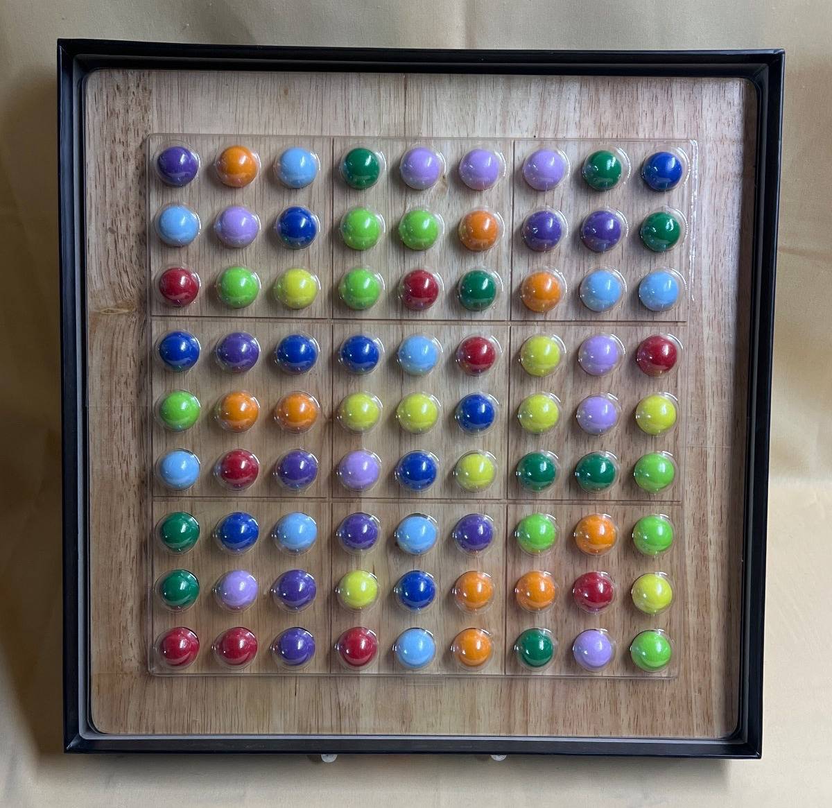 ColorKu Farb-Sudoku Puzzle, Logik-Brettspiel, Holz, 81 Kugeln, ab 8 Jahren