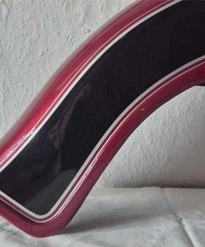 Motorrad Kotflügel vorne Stahl rot schwarz Zierstreifen Oldtimer Custombike Teil
