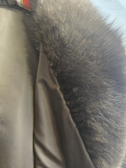 Vintage Damen Pelzmantel Echtpelz braun Nerz-Optik Retro Wintermantel gebraucht