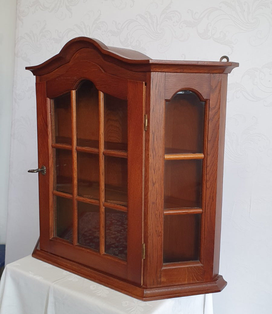 Hängevitrine Eiche Holz Glasfront Sammlervitrine Wandvitrine Vintage