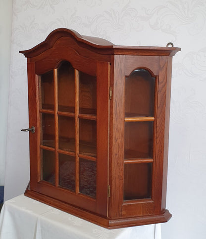 Hängevitrine Eiche Holz Glasfront Sammlervitrine Wandvitrine Vintage