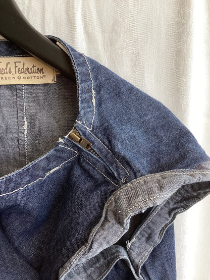 Fred's Federation Green Cotton Jeanskleid Mädchen Gr. 140 Denim blau