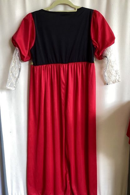 Damenkostüm Mittelalter Regency Kleid rot schwarz gold Spitze Empire Karneval