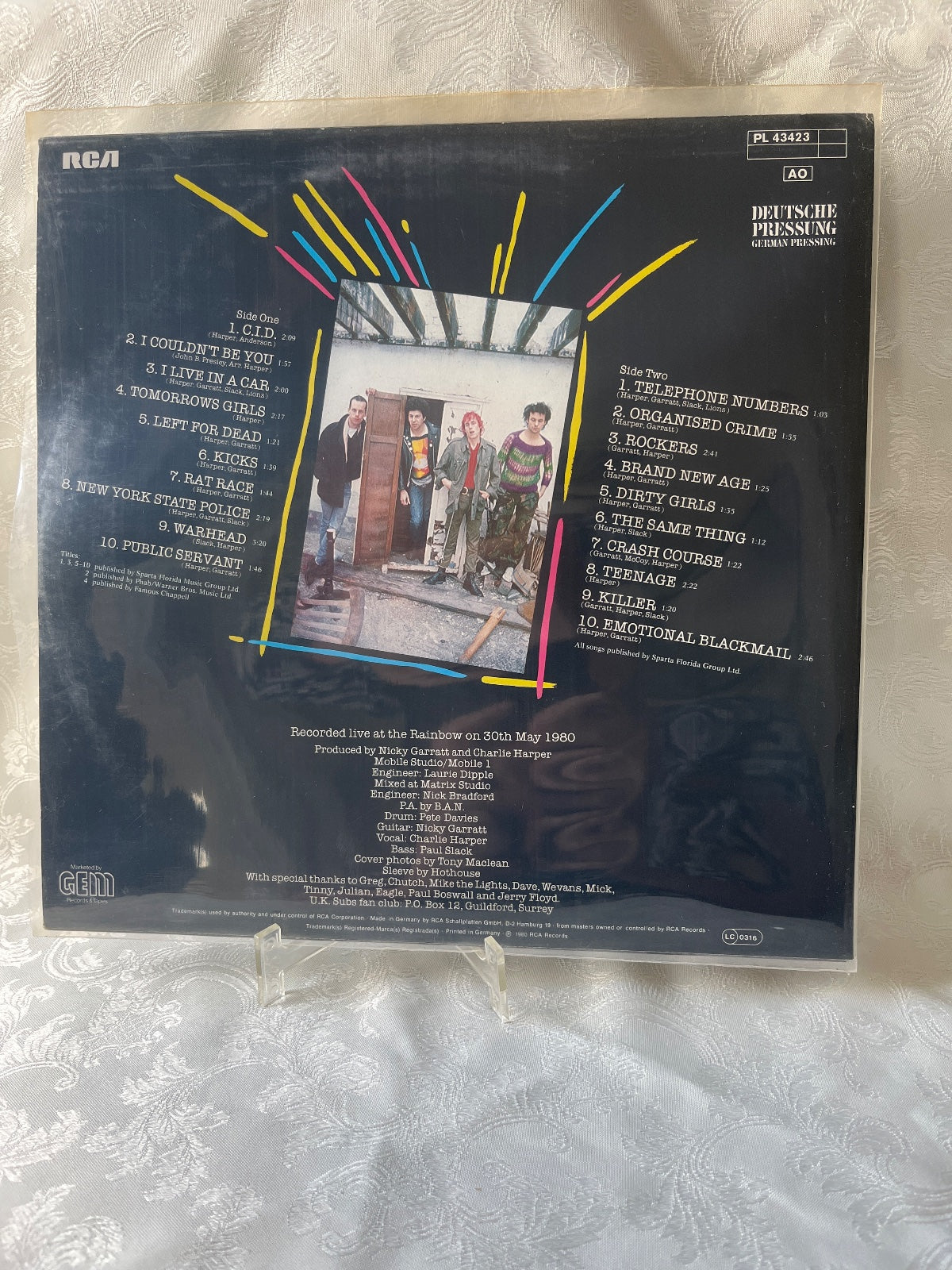 U.K. Subs – Crash Course Live LP Vinyl RCA PL 43423 Punk 1980 Deutsche Pressung