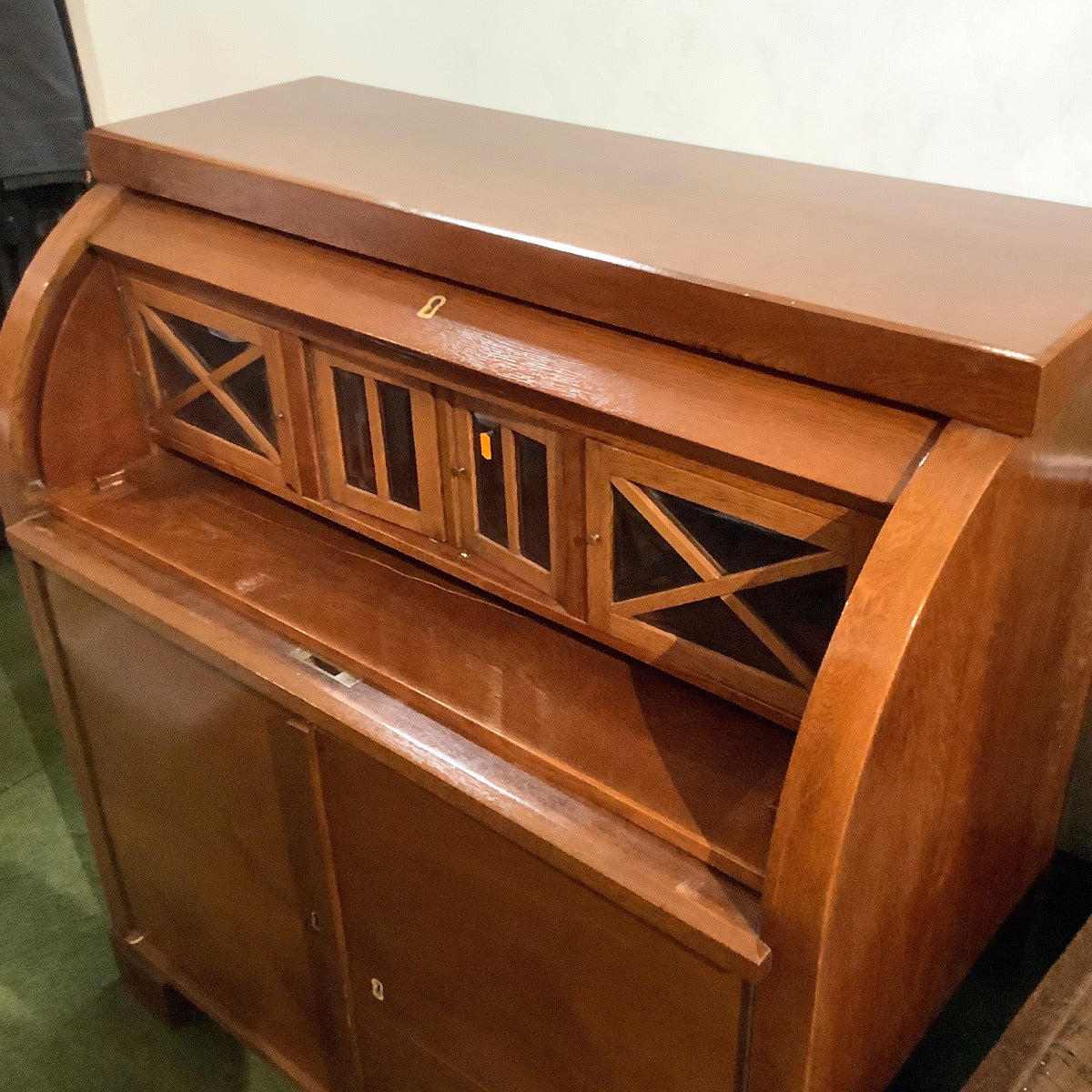 Rollladenschreibtisch - Eiche - Art Déco Sekretär - Schreibtisch  - Unterschrank