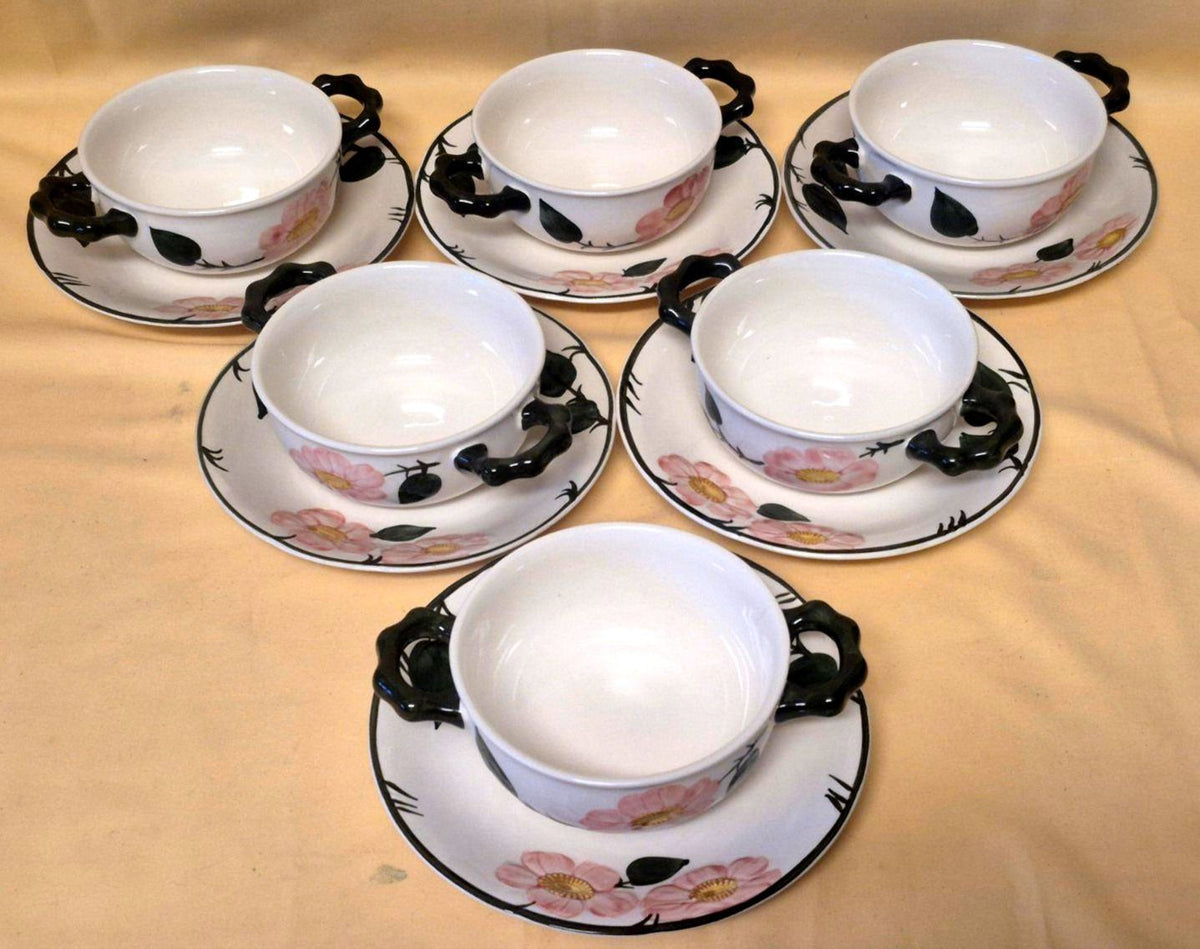 Villeroy & Boch - Wild-Rose - 6x Suppentasse mit Untertasse -Handmalerei Germany