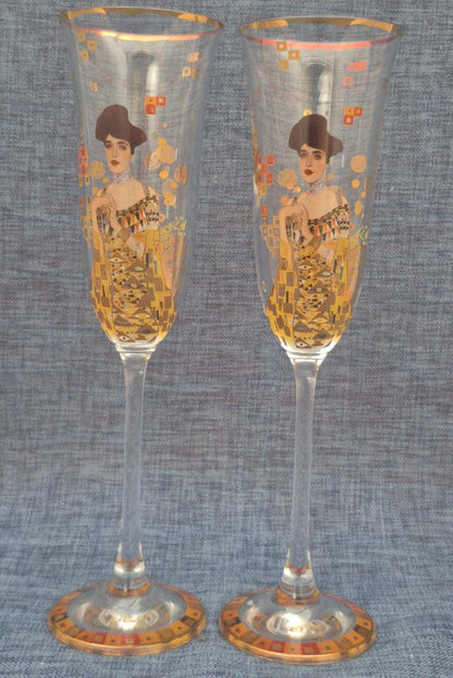 Goebel - Artis Orbis - Gustav Klimt Champagnerflöten 2er Set Adele Bloch-Bauer