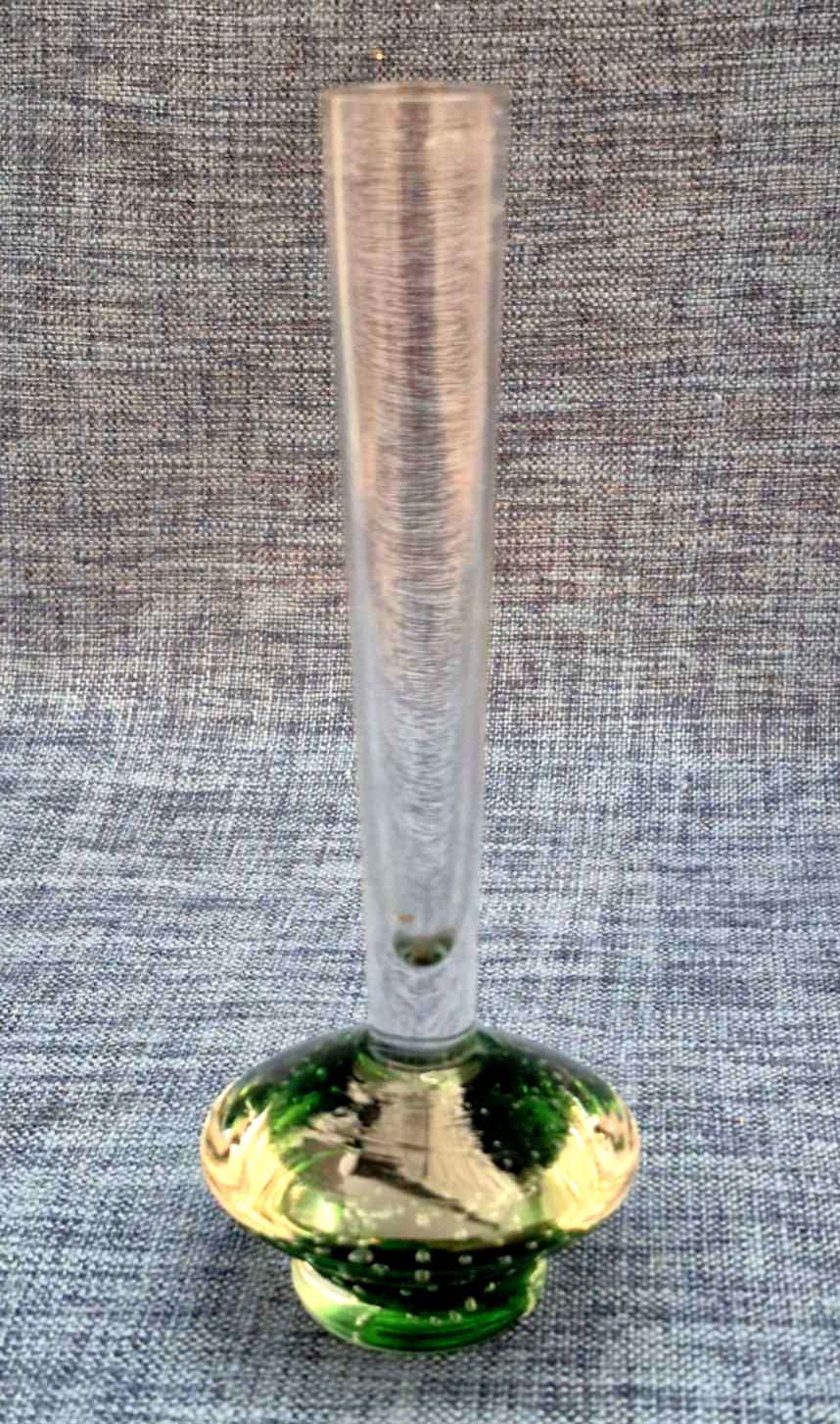 Orchideenvase - Solifleur Vase - Bubble-Glas - Smaragdgrün/klar - Mid Century -