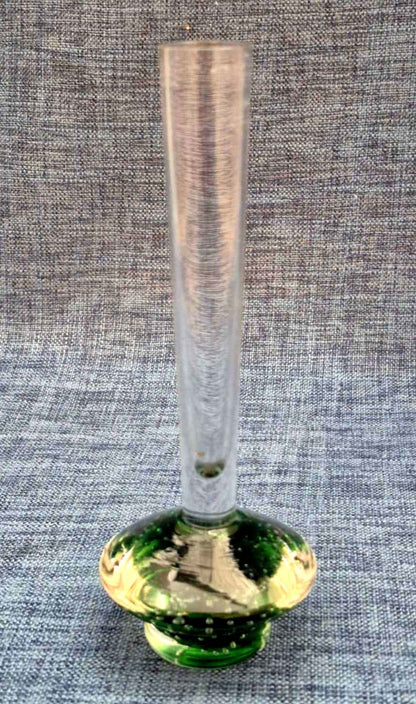 Orchideenvase - Solifleur Vase - Bubble-Glas - Smaragdgrün/klar - Mid Century -