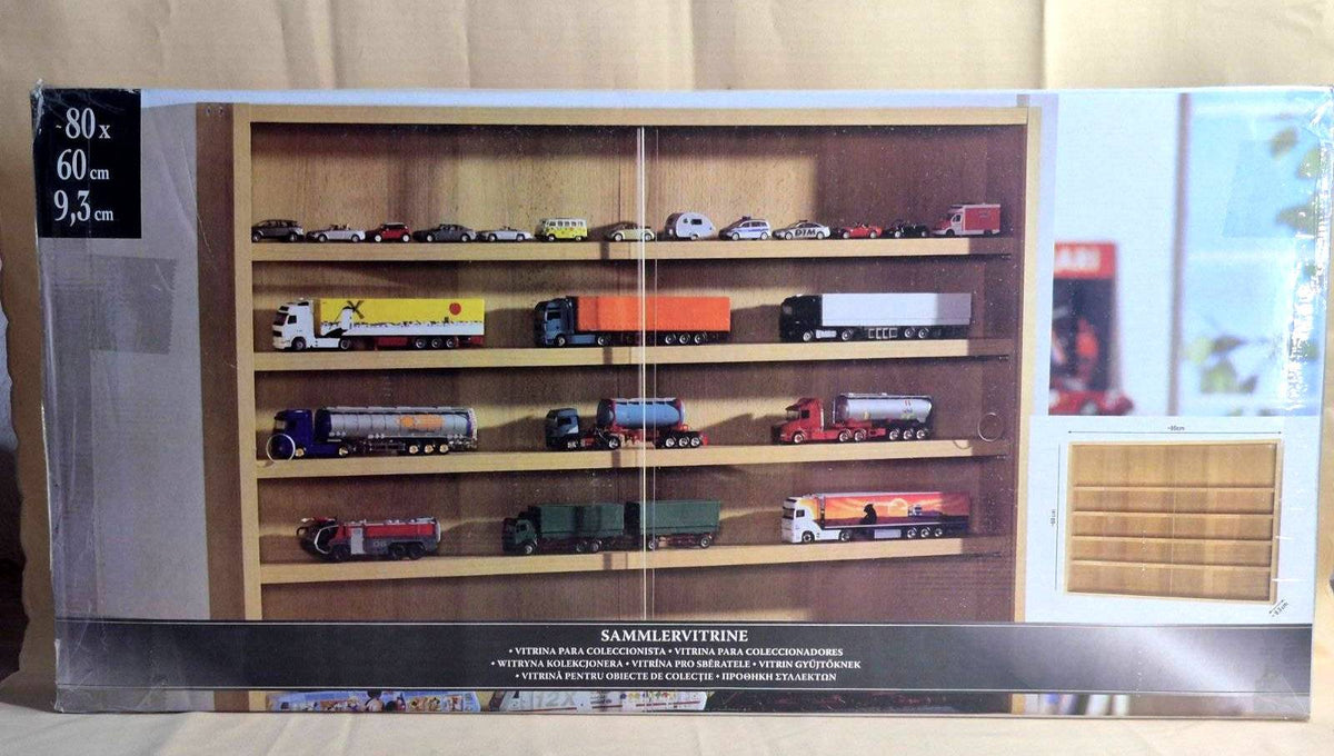 Sammlervitrine Wandvitrine 80x60cm Glas Schiebetür Buche Modellauto Regal NEU