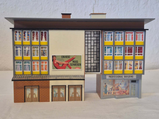 Modellbahn H0 Hochhaus Kaufhaus Ladenzeile Gebäude 1960er Diorama