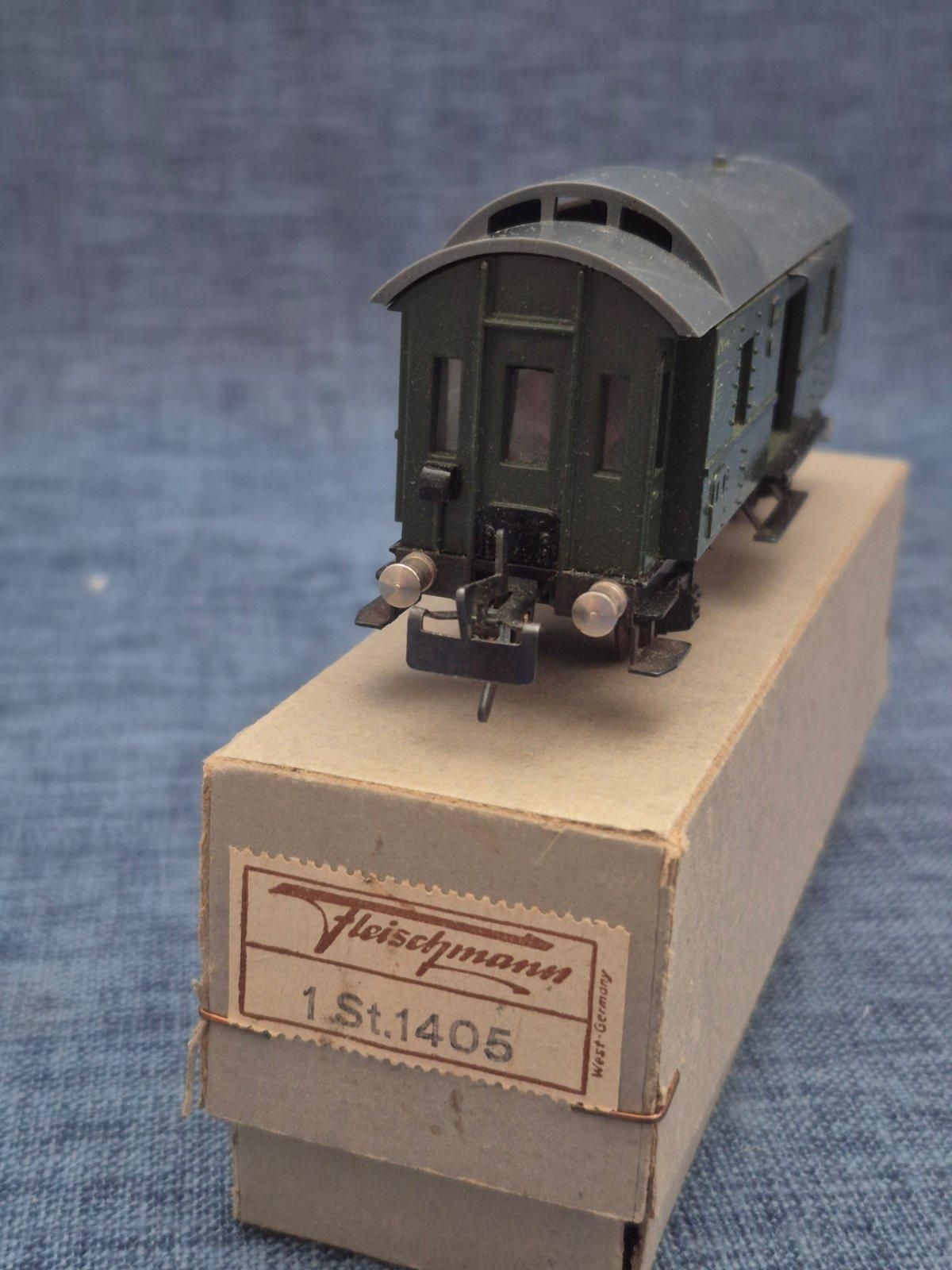 Fleischmann Spur 0 Gepäckwagen 1St.1405 West Germany OVP 1950er Modelleisenbahn