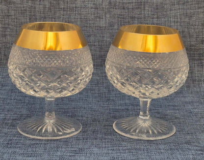 Josephinen Hütte - 2 Kristallglas Cognacschwenker - 24 Karat Golddekor