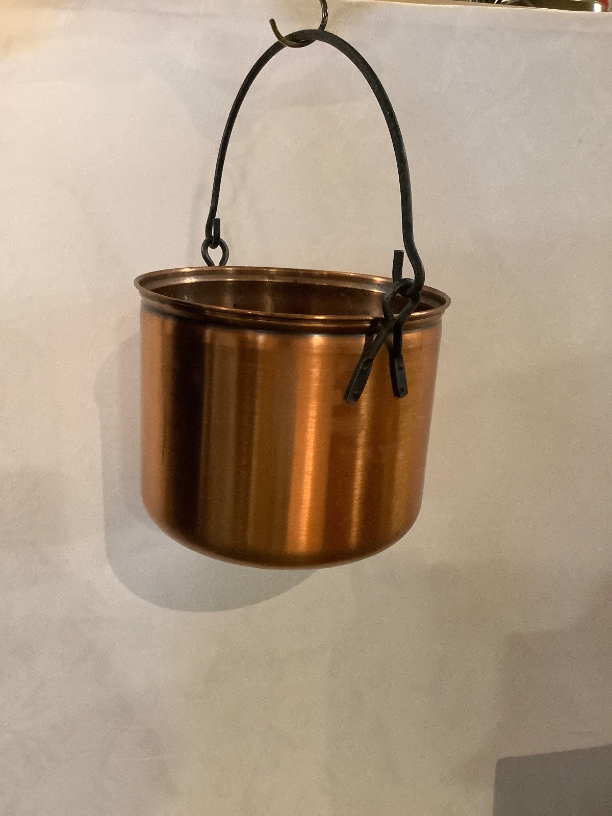Kupfer Kessel Hängetopf mit Schmiedeeisen Bügel Vintage Landhaus Deko