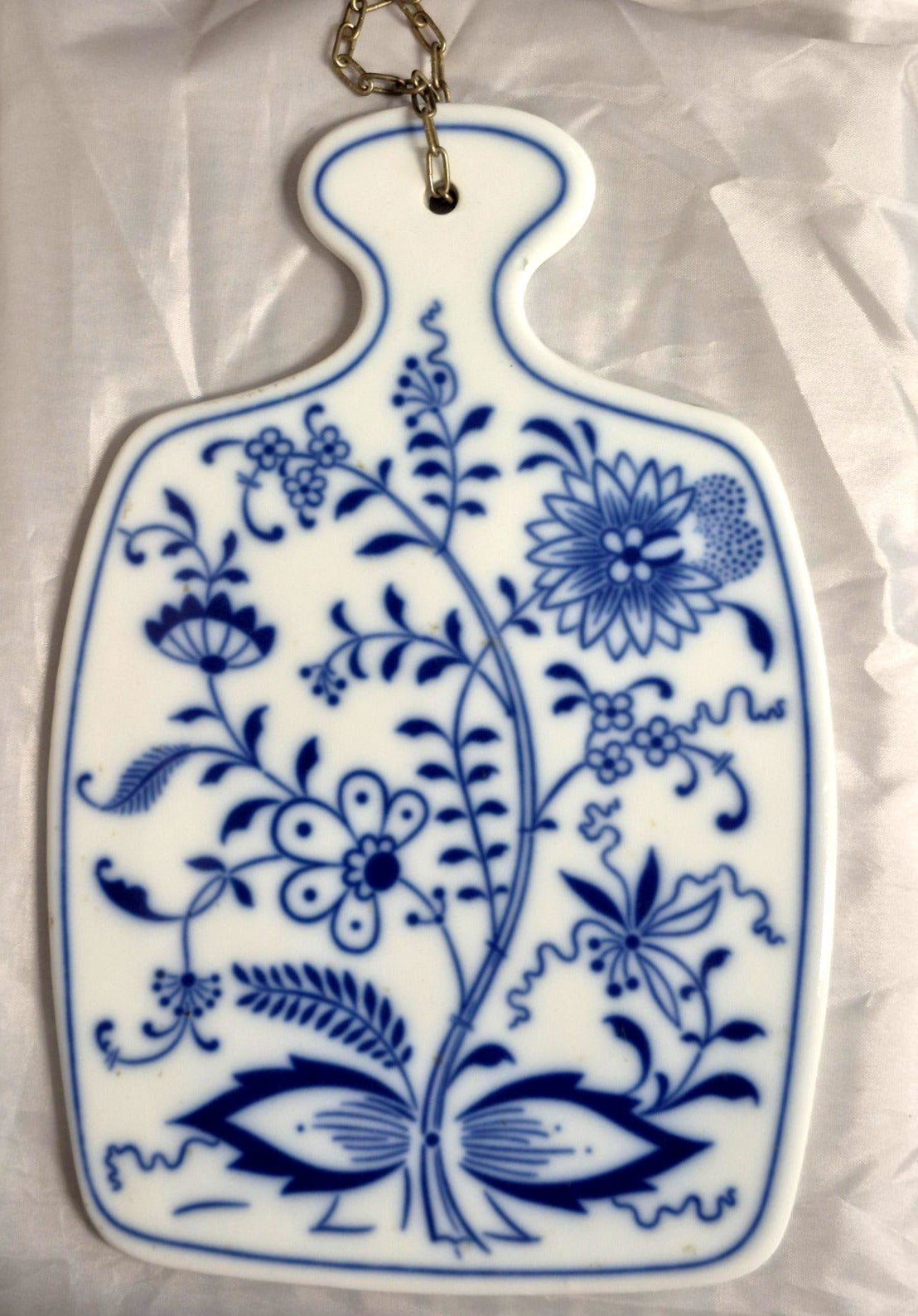 Porzellan Schneidebrett Wanddeko Zwiebelmuster Blau Weiß Vintage Käsebrett